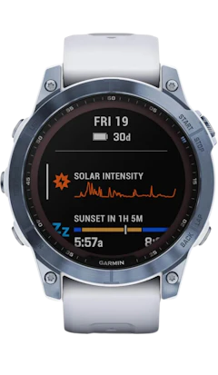 Garmin Fenix 7 Sapphire Solar 32GB Mineral Blue Titanium - Excellent Condition